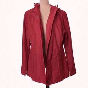 L.L.Bean H2OFF Red Waterproof Hooded Rain Jacket Women’s M NWT